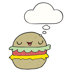 cartoon burger and thought bubble