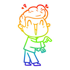 rainbow gradient line drawing cartoon excited man