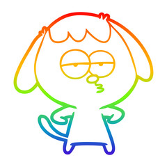 rainbow gradient line drawing cartoon bored dog