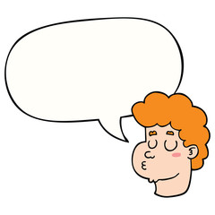 cartoon male face and speech bubble