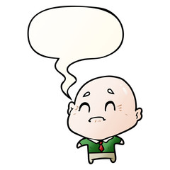 cartoon old man and speech bubble in smooth gradient style