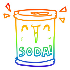 rainbow gradient line drawing cartoon soda can