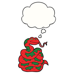 cartoon snake and thought bubble