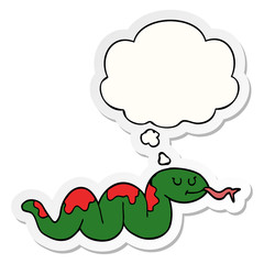 cartoon snake and thought bubble as a printed sticker