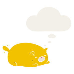 cartoon cat and thought bubble in retro style