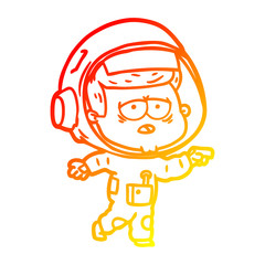 warm gradient line drawing cartoon tired astronaut