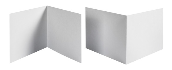 Folded sheets of white paper, isolated on white background
