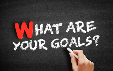 Fototapeta premium What Are Your Goals? text on blackboard, business concept background