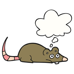 cartoon mouse and thought bubble
