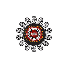 Aboriginal art dots painting icon logo design vector template