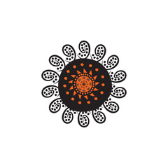 Aboriginal art dots painting icon logo design vector template