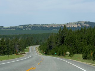 Scenic view from the road on a beautiful day at Bighorn County, Wyoming. 