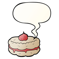 cartoon biscuit and speech bubble in smooth gradient style