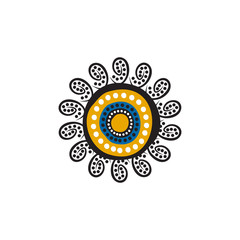 Aboriginal art dots painting icon logo design vector template