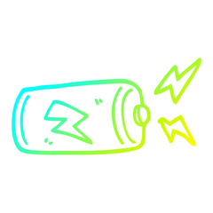 cold gradient line drawing cartoon battery