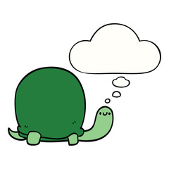 cute cartoon tortoise and thought bubble