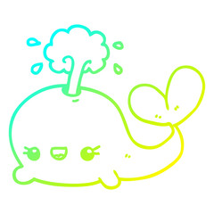 cold gradient line drawing cute cartoon whale