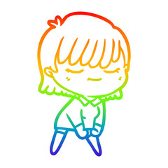 rainbow gradient line drawing cartoon woman