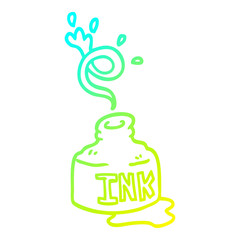 cold gradient line drawing cartoon spilled ink bottle