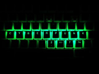 cyberpunk written rgb led keyboard