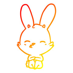 warm gradient line drawing curious bunny cartoon