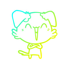 Fototapeta premium cold gradient line drawing happy little dog cartoon
