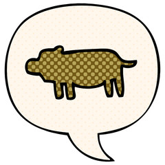 cartoon animal symbol and speech bubble in comic book style