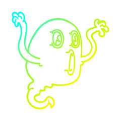 cold gradient line drawing cartoon ghost