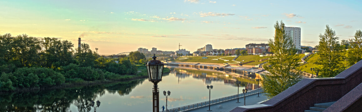 Panorama of the morning embankment