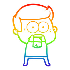 rainbow gradient line drawing cartoon shocked man