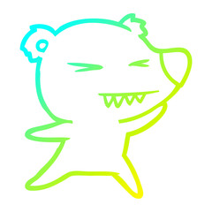 cold gradient line drawing angry polar bear cartoon