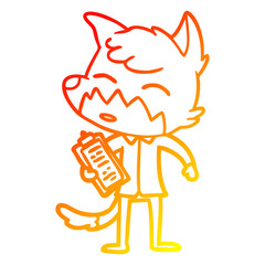 warm gradient line drawing cartoon fox