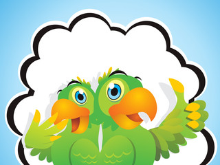 parrot show wing like thumb finger vector illustration isolated cartoon background