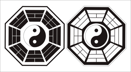 Yin Yang symbol in octagon frame vector