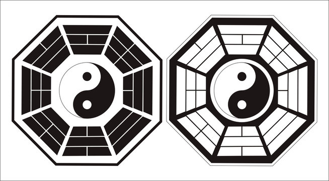 Yin Yang symbol in octagon frame vector