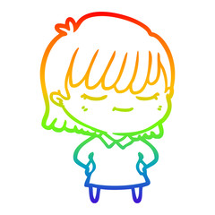 rainbow gradient line drawing cartoon woman