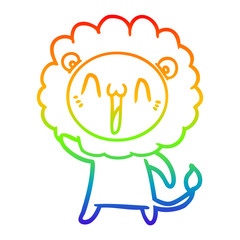 rainbow gradient line drawing happy cartoon lion