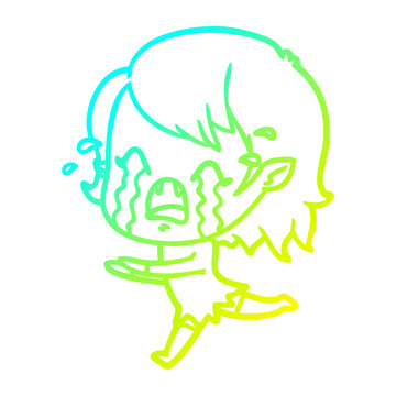 recommend clip art: cold gradient line drawing cartoon crying vampire girl