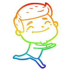 Obraz premium rainbow gradient line drawing happy cartoon man