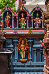 Fototapeta premium Colourful statues of Hindu religious deities in sri krishnan temple in Singapore 