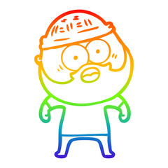 rainbow gradient line drawing cartoon bearded man