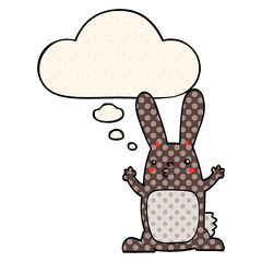 cartoon rabbit and thought bubble in comic book style