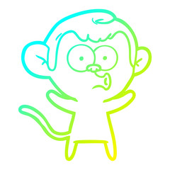 cold gradient line drawing cartoon surprised monkey