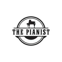 Piano icon logo design vector template