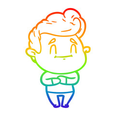 rainbow gradient line drawing happy cartoon man