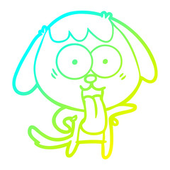 cold gradient line drawing cute cartoon dog