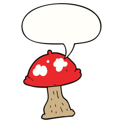 cartoon mushroom and speech bubble