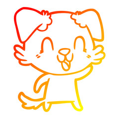 warm gradient line drawing laughing cartoon dog