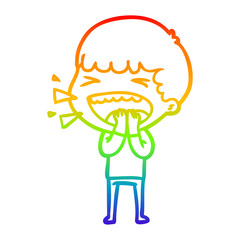 rainbow gradient line drawing cartoon laughing man
