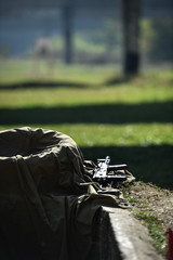 Outdoor target shooting with assault rifle